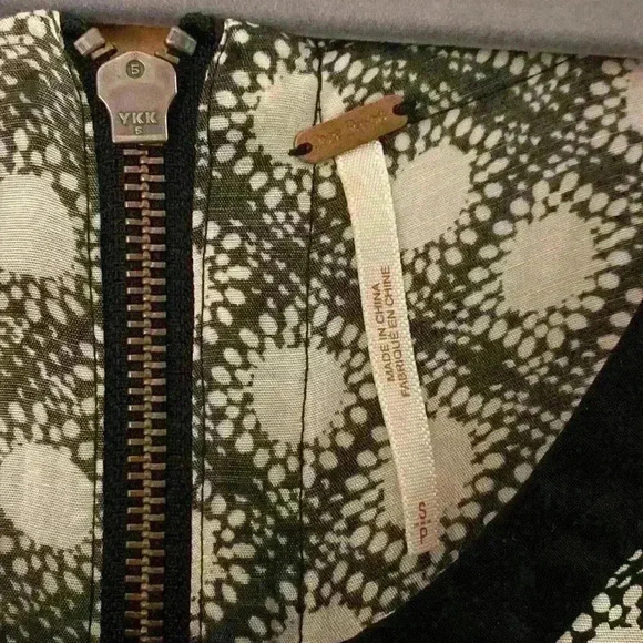 Free People Off White and Black Mini Dress with Mini Pleats and Zipper Accent - Picture 3 of 5